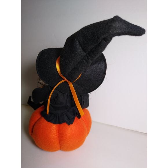 Annalee Halloween Witch Doll on Pumpkin with Spell Book 2012 - Picture 3 of 4